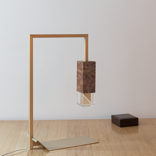 Formaminima Lamp/Two Wood Revamp 02 Edition Walnut Briarwood & Crystal Glass Table Lamp