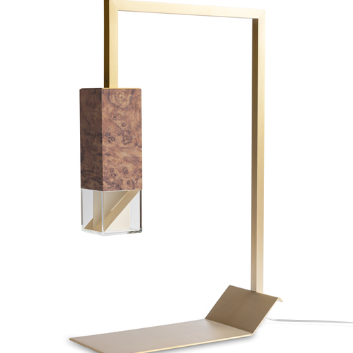 Formaminima Lamp/Two Wood Revamp 02 Edition Walnut Briarwood & Crystal Glass Table Lamp