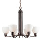 Forte Lighting Ade 28" 6-Light Steel Antique Bronze Chandelier With White Glass Shades