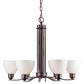 Forte Lighting Ade 28" 6-Light Steel Antique Bronze Chandelier With White Glass Shades