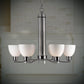 Forte Lighting Ade 28" 6-Light Steel Brushed Nickel Chandelier With White Glass Shades