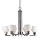 Forte Lighting Ade 28" 6-Light Steel Brushed Nickel Chandelier With White Glass Shades