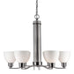 Forte Lighting Ade 28" 6-Light Steel Brushed Nickel Chandelier With White Glass Shades