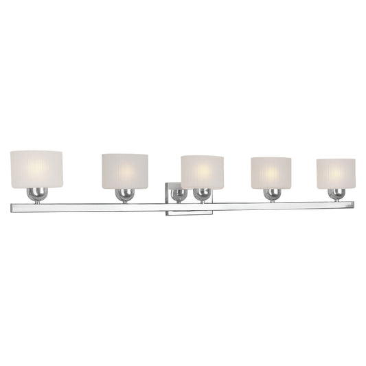 Forte Lighting Ally 50" 5-Light Steel Chrome Bath Bar With Satin Etched Oval Glass Shades