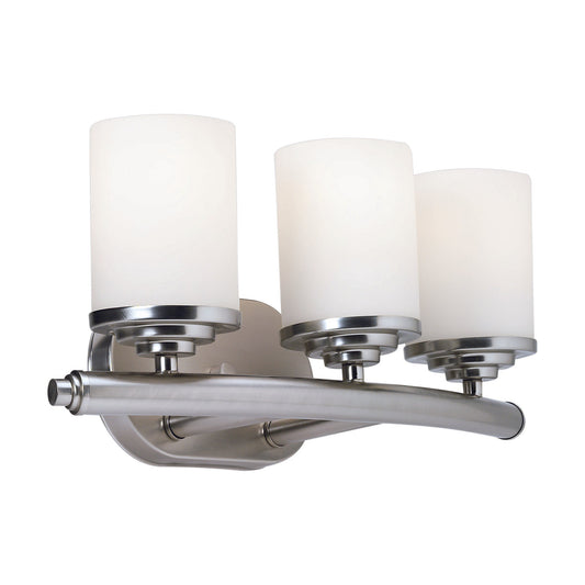 Forte Lighting Ames 18" 3-Light Steel Brushed Nickel Bath Bar With Satin Opal Glass Shades