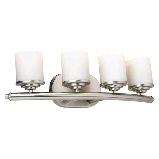 Forte Lighting Ames 24" 4-Light Steel Brushed Nickel Bath Bar With Satin Opal Glass Shades