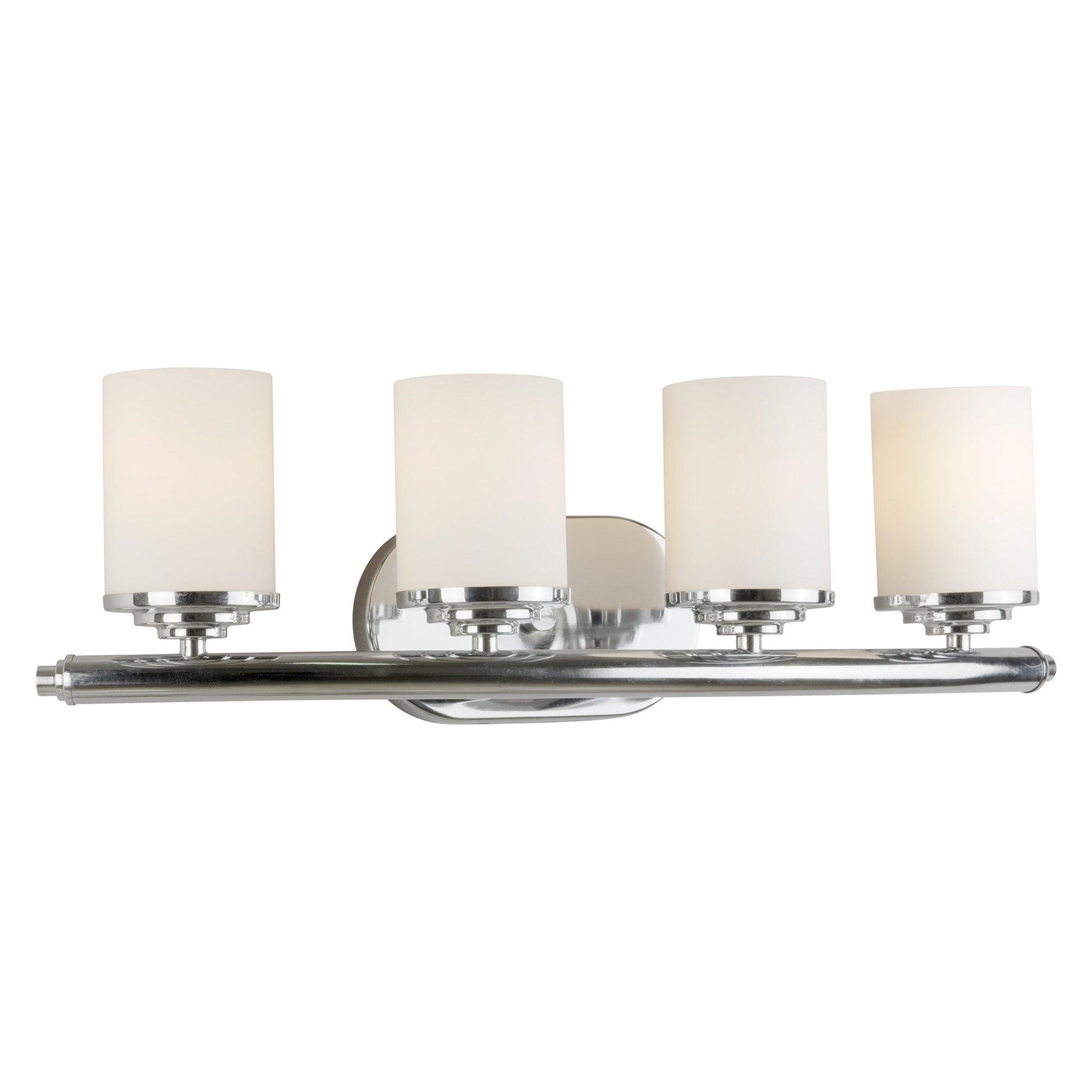 Forte Lighting Ames 24" 4-Light Steel Chrome Bath Bar With Satin Opal Glass Shades