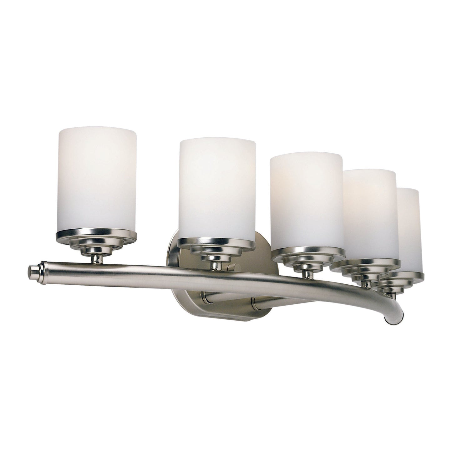 Forte Lighting Ames 29" 5-Light Steel Brushed Nickel Bath Bar With Satin Opal Glass Shades