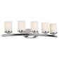 Forte Lighting Ames 29" 5-Light Steel Chrome Bath Bar With Satin Opal Glass Shades