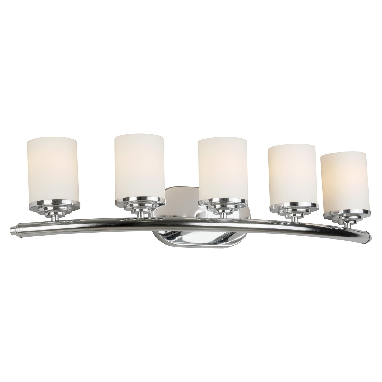 Forte Lighting Ames 29" 5-Light Steel Chrome Bath Bar With Satin Opal Glass Shades