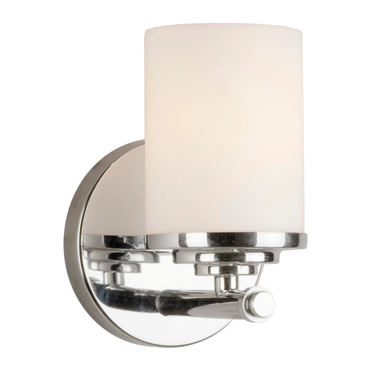 Forte Lighting Ames 5" 1-Light Steel Chrome Wall Sconce With Satin Opal Glass Shade