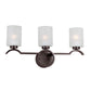 Forte Lighting Archie 23" 3-Light Steel Antique Bronze Bath Bar With White Linen Glass Shades