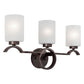 Forte Lighting Archie 23" 3-Light Steel Antique Bronze Bath Bar With White Linen Glass Shades