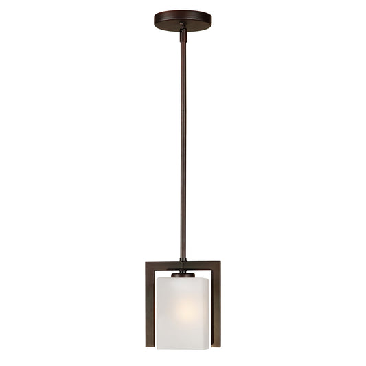 Forte Lighting Aria 4" 1-Light Steel Antique Bronze Mini Pendant With Square Satin White Glass Shade