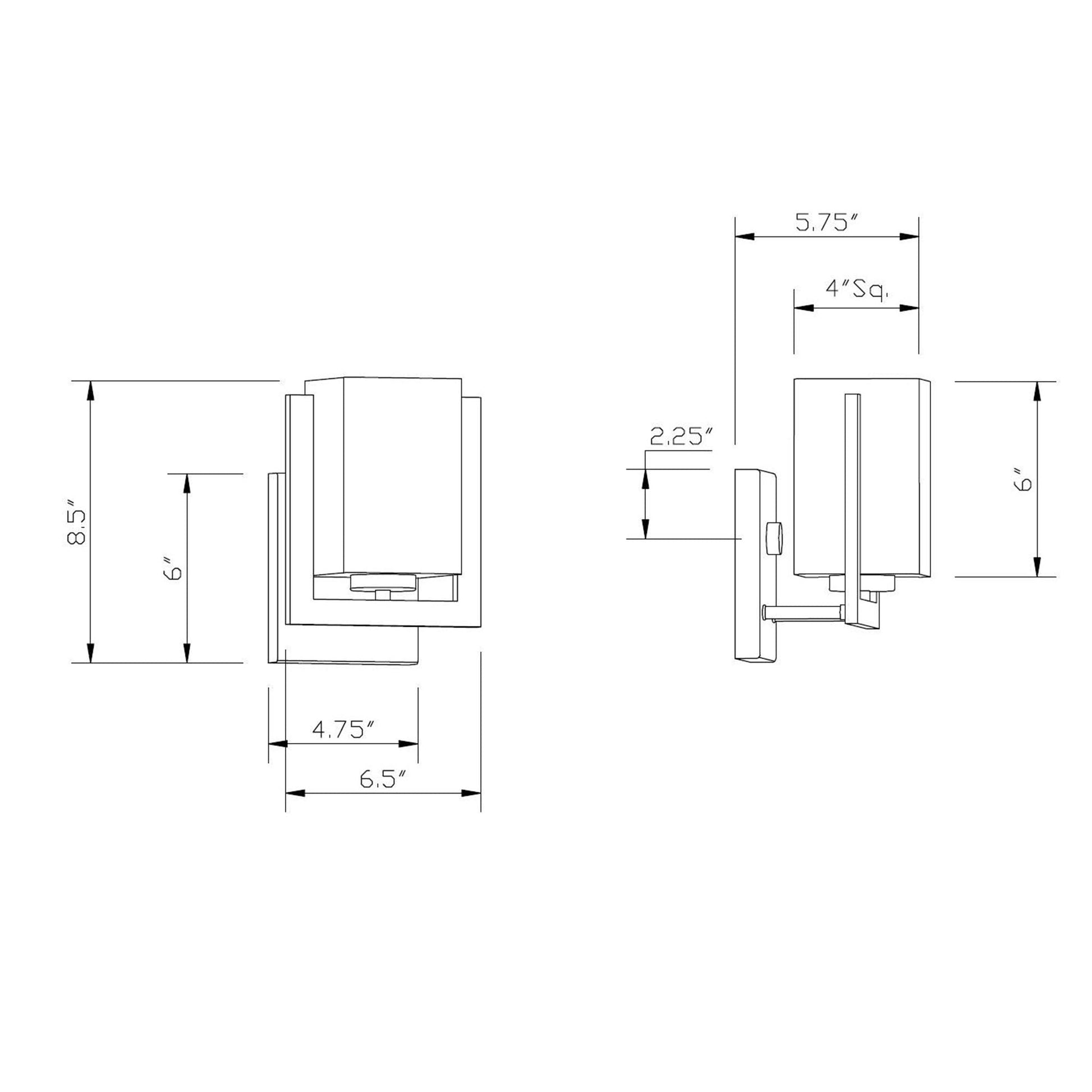 Forte Lighting Aria 7" 1-Light Steel Antique Bronze Wall Sconce With Square Satin White Glass Shade