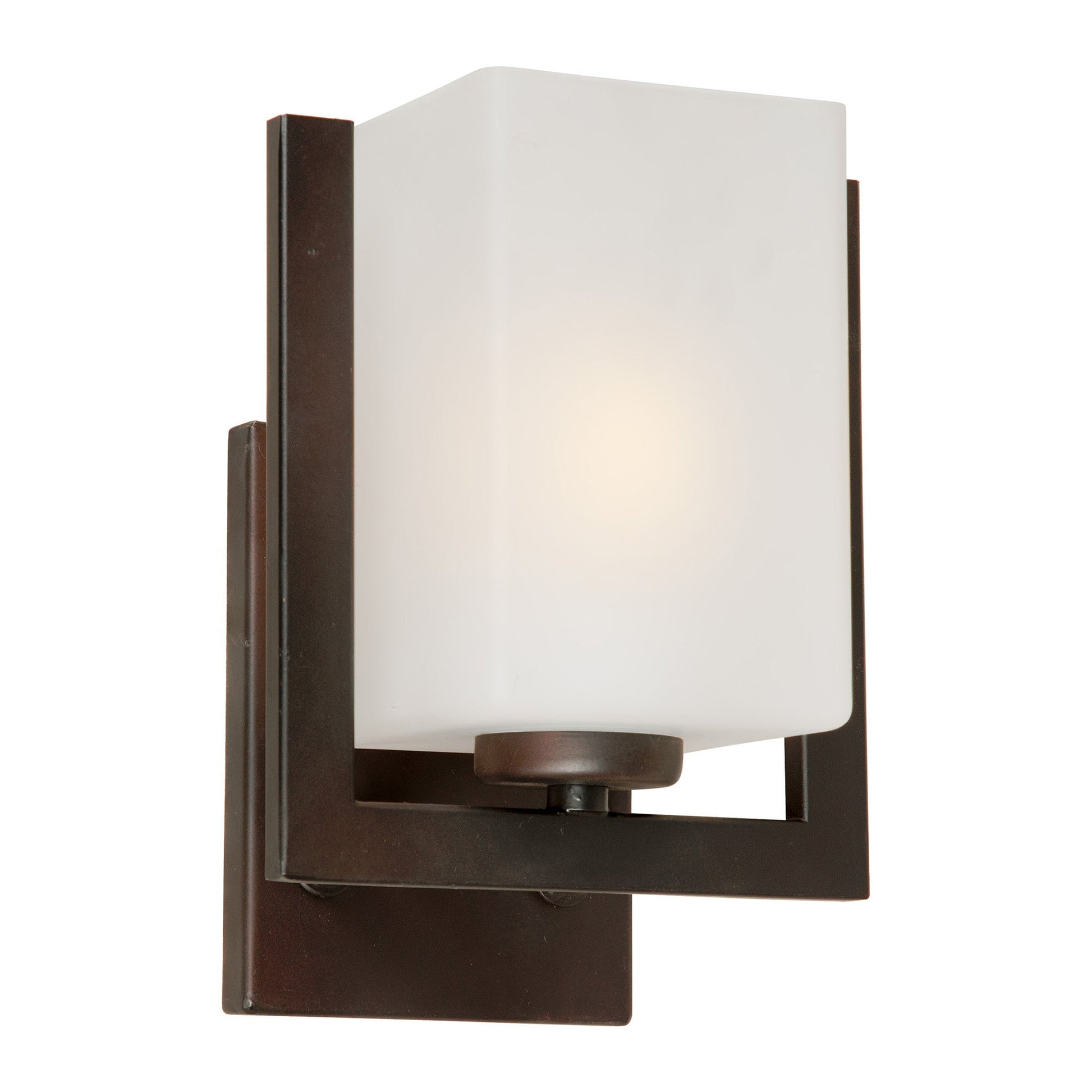 Forte Lighting Aria 7" 1-Light Steel Antique Bronze Wall Sconce With Square Satin White Glass Shade