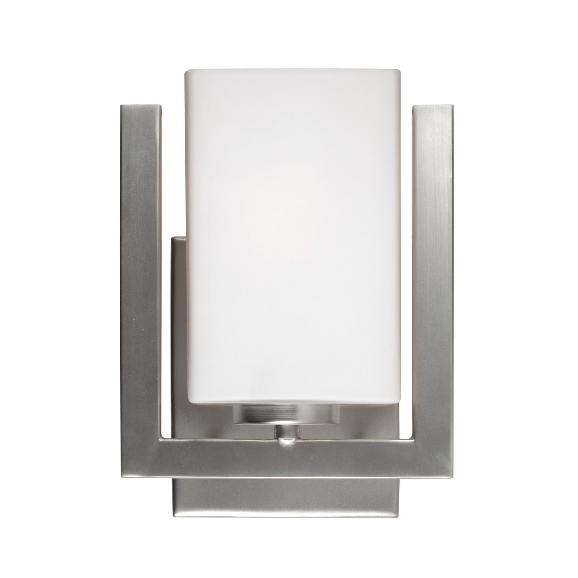 Forte Lighting Aria 7" 1-Light Steel Brushed Nickel Wall Sconce With Square Satin White Glass Shade