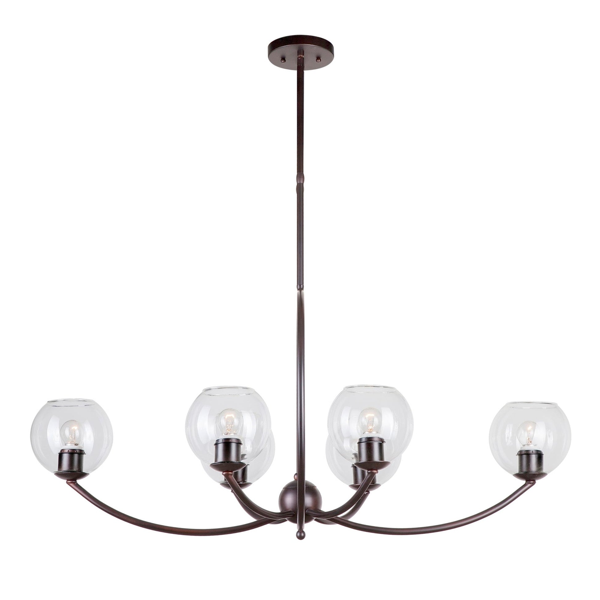 Forte Lighting Arlo 39" 6-Light Steel Antique Bronze Oval Chandelier With Clear Globe Glass Shades