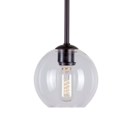 Forte Lighting Arlo 7" 1-Light Steel Antique Bronze Mini Pendant With Clear Globe Glass Shade