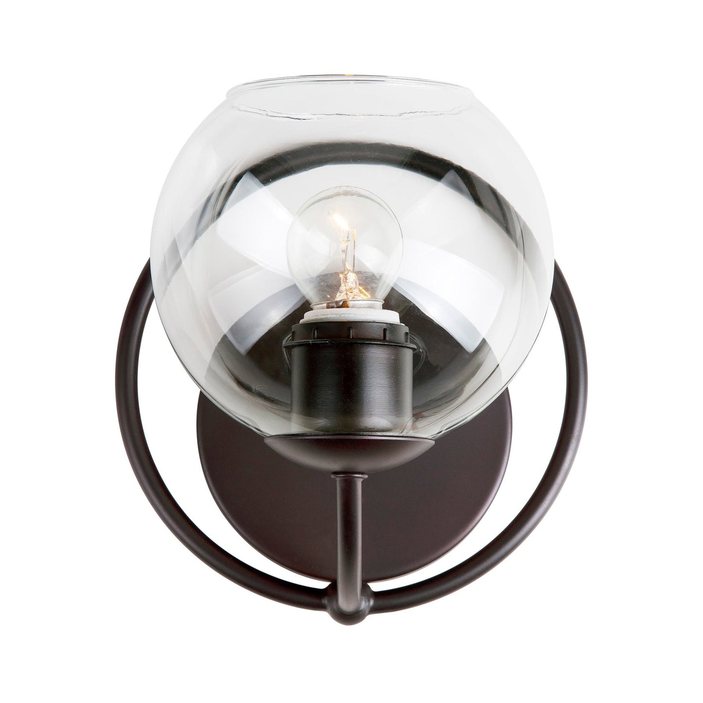 Forte Lighting Arlo 8" 1-Light Steel Antique Bronze Wall Sconce With Clear Globe Glass Shade