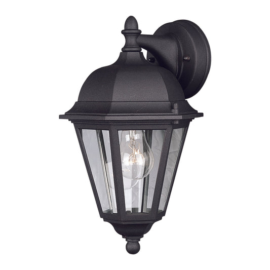 Forte Lighting Ashley 8" 1-Light Steel Black Outdoor Wall Light With Clear Glass Shade