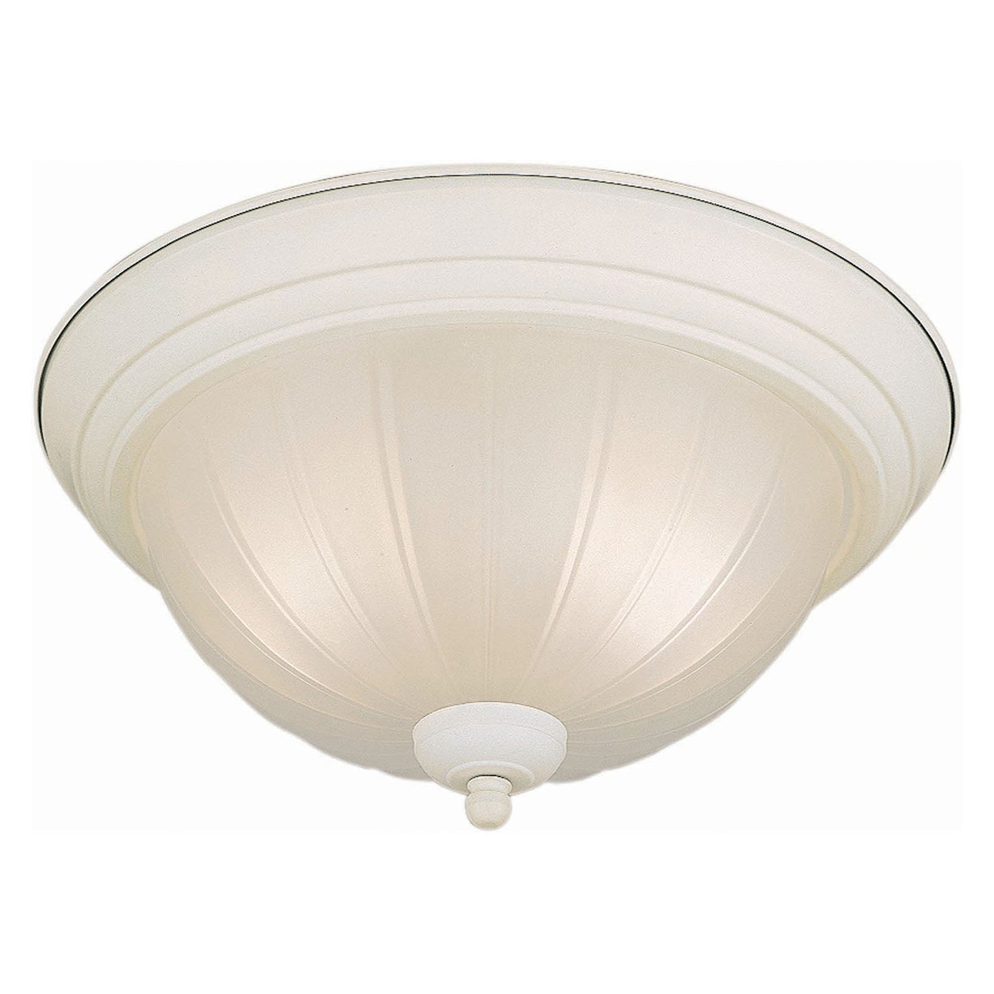 Forte Lighting Austin 11" 2-Light Fluorescent Steel White Flush Mount With Fluted Satin Etched Glass Shade