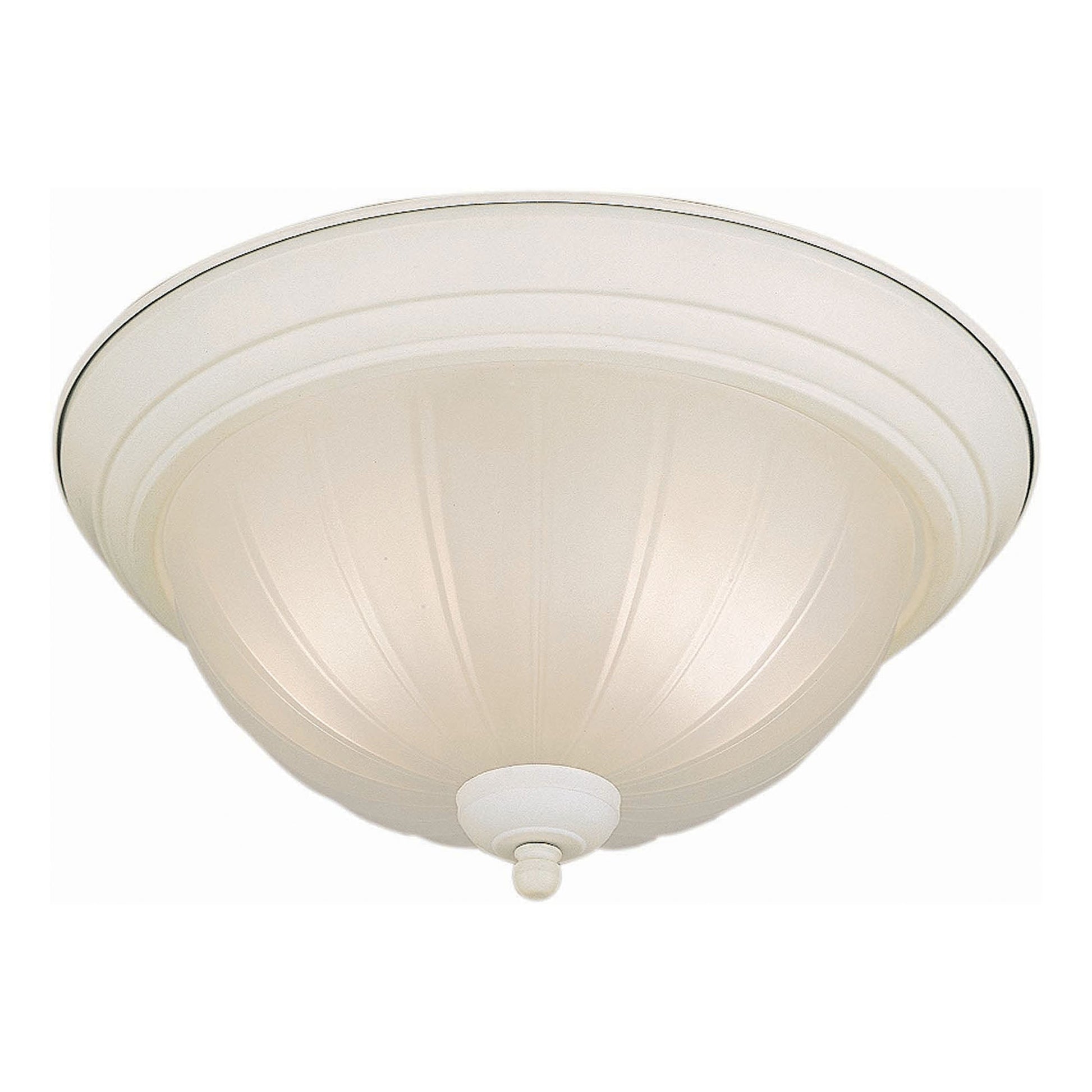 Forte Lighting Austin 13" 2-Light Fluorescent Steel White Flush Mount With Fluted Satin Etched Glass Shade