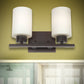 Forte Lighting Ava 13" 2-Light Steel Antique Bronze Bath Bar With Satin Opal Glass Shades