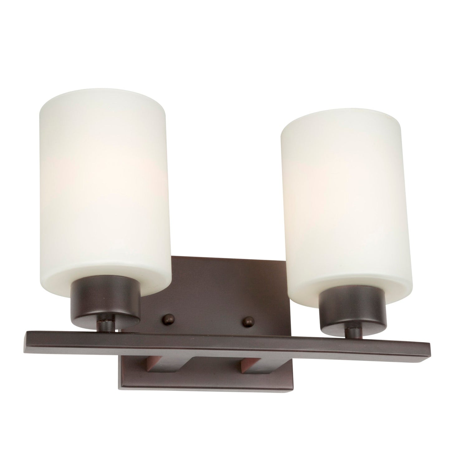 Forte Lighting Ava 13" 2-Light Steel Antique Bronze Bath Bar With Satin Opal Glass Shades