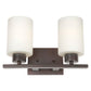 Forte Lighting Ava 13" 2-Light Steel Antique Bronze Bath Bar With Satin Opal Glass Shades