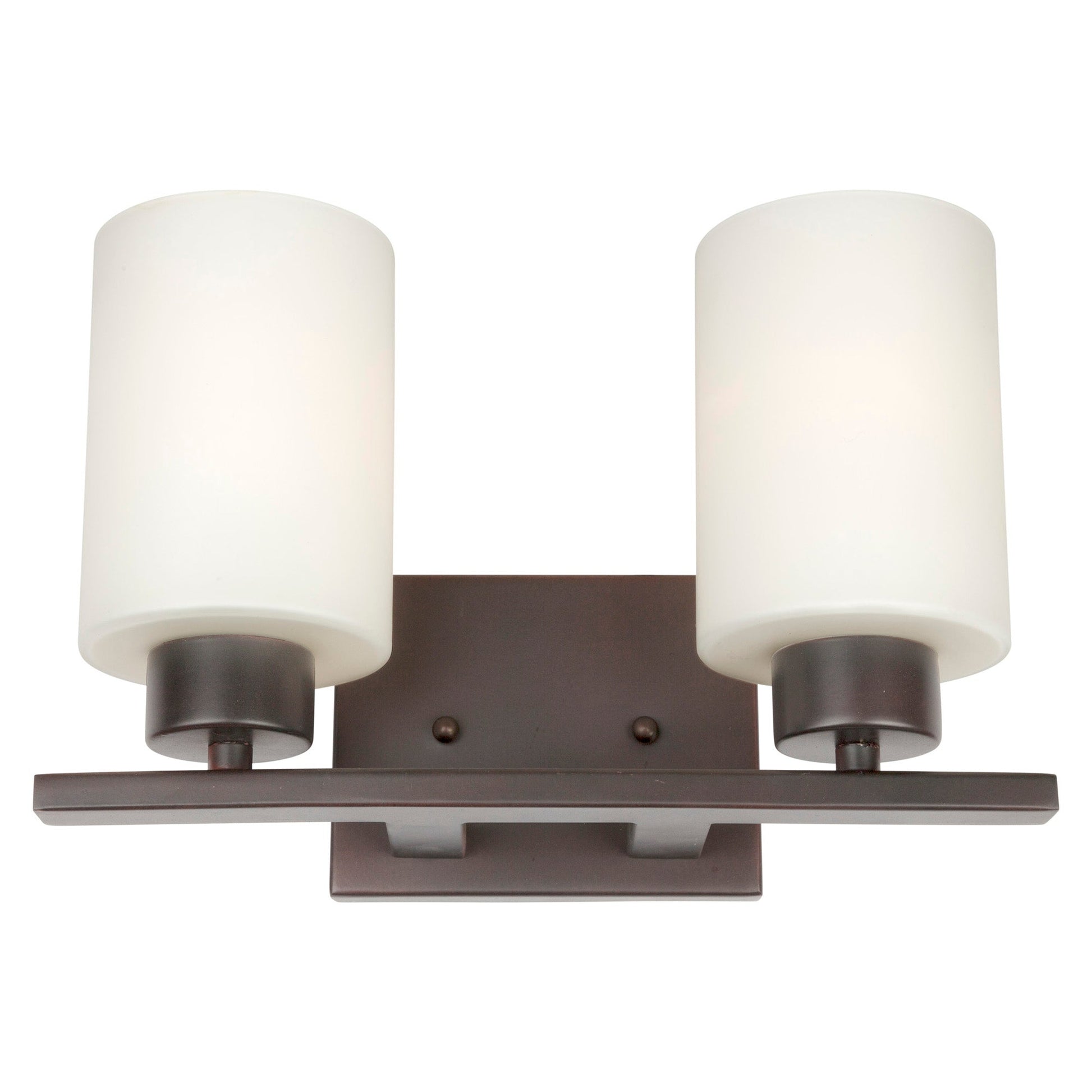 Forte Lighting Ava 13" 2-Light Steel Antique Bronze Bath Bar With Satin Opal Glass Shades