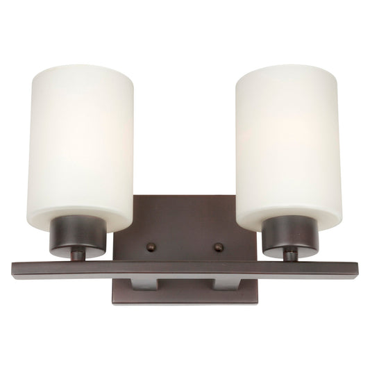 Forte Lighting Ava 13" 2-Light Steel Antique Bronze Bath Bar With Satin Opal Glass Shades