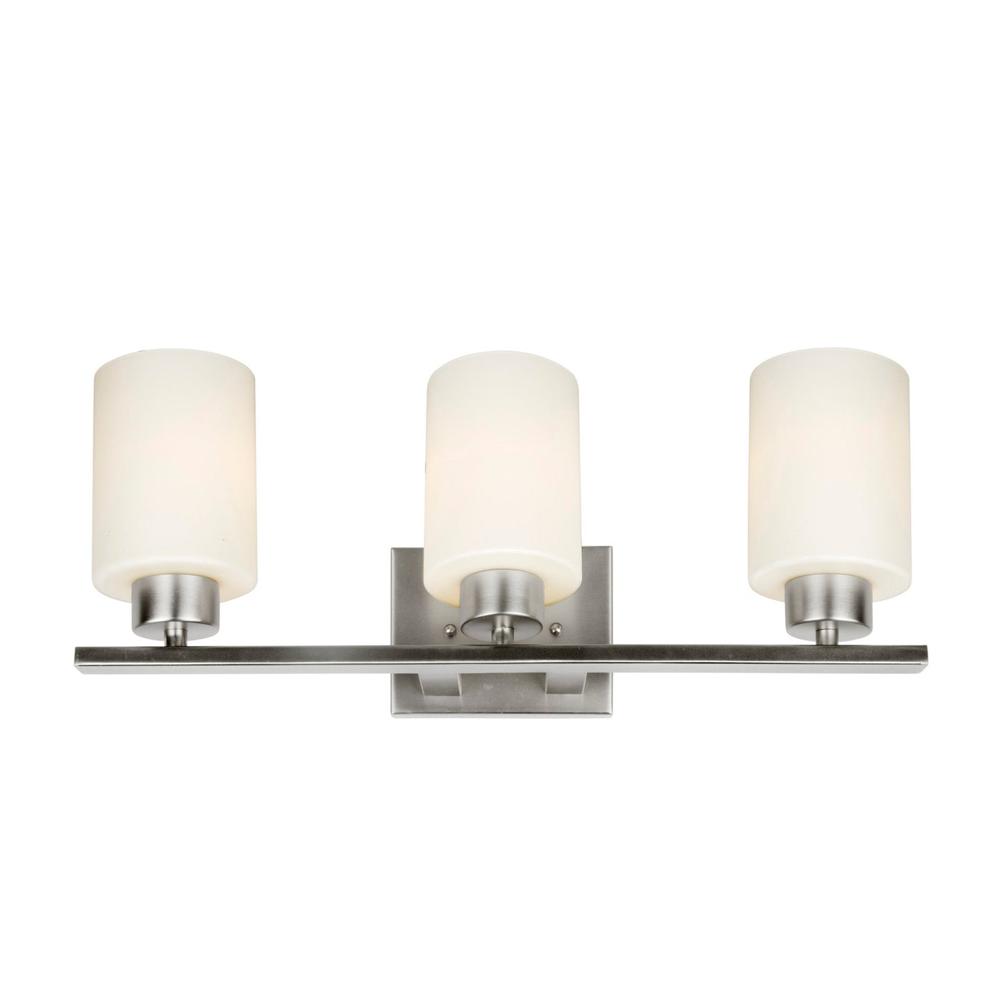 Forte Lighting Ava 21" 3-Light Steel Brushed Nickel Bath Bar With Satin Opal Glass Shades