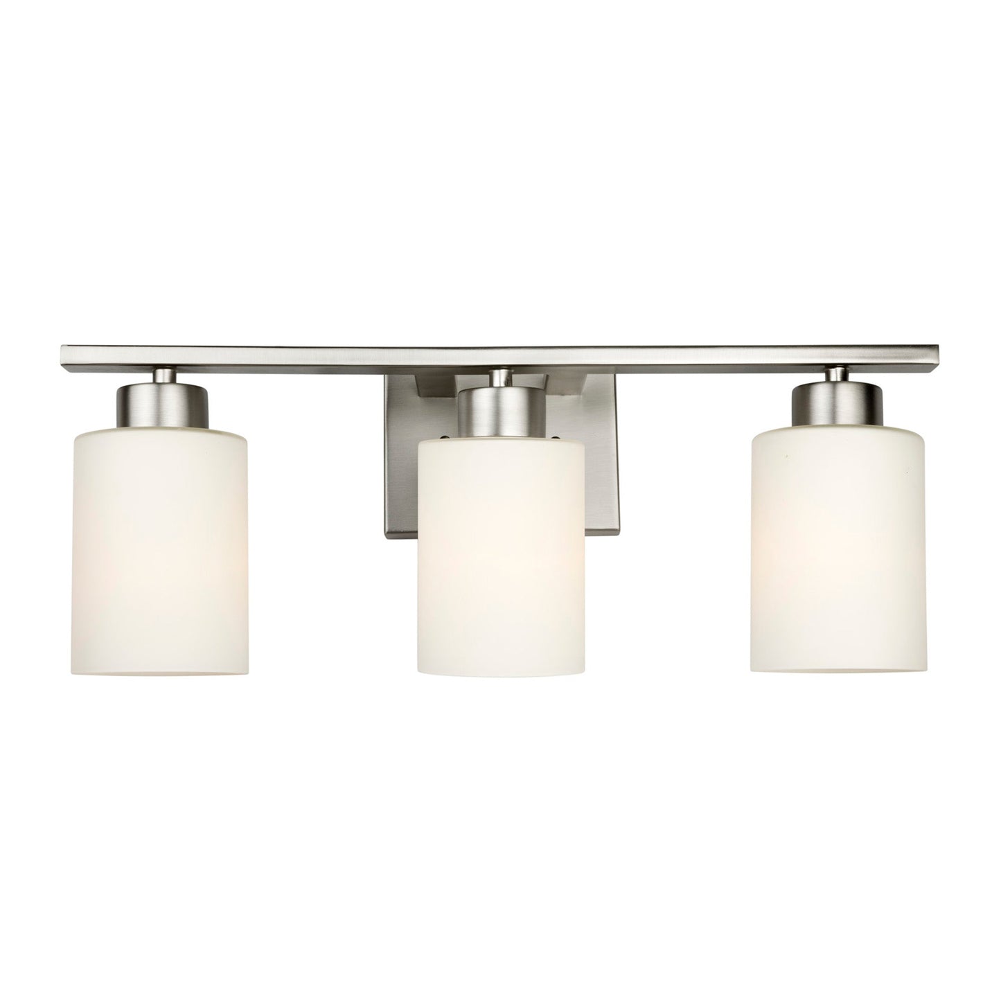 Forte Lighting Ava 21" 3-Light Steel Brushed Nickel Bath Bar With Satin Opal Glass Shades