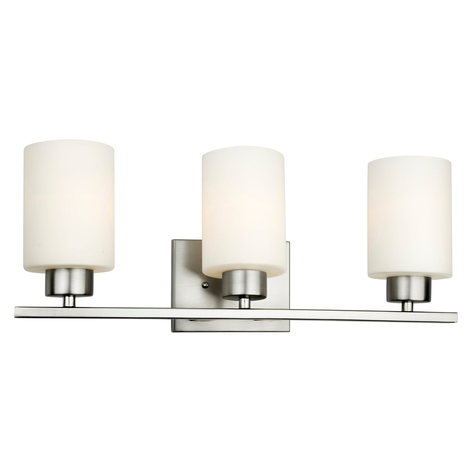 Forte Lighting Ava 21" 3-Light Steel Brushed Nickel Bath Bar With Satin Opal Glass Shades