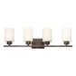 Forte Lighting Ava 28" 4-Light Steel Antique Bronze Bath Bar With Satin Opal Glass Shades