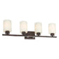 Forte Lighting Ava 28" 4-Light Steel Antique Bronze Bath Bar With Satin Opal Glass Shades