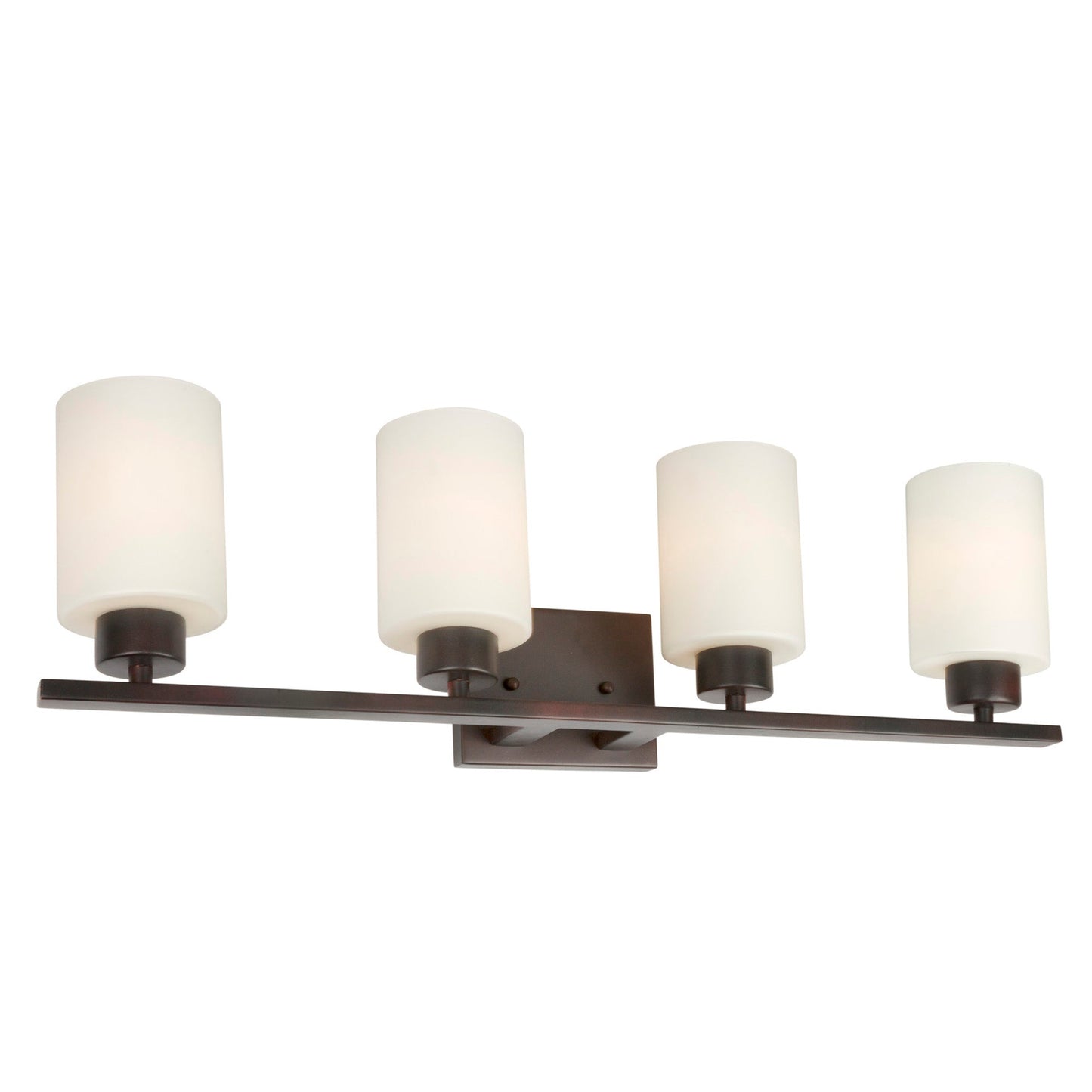 Forte Lighting Ava 28" 4-Light Steel Antique Bronze Bath Bar With Satin Opal Glass Shades