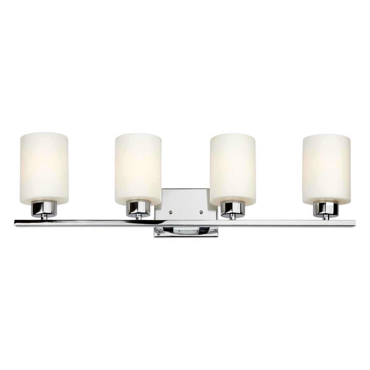 Forte Lighting Ava 28" 4-Light Steel Chrome Bath Bar With Satin Opal Glass Shades