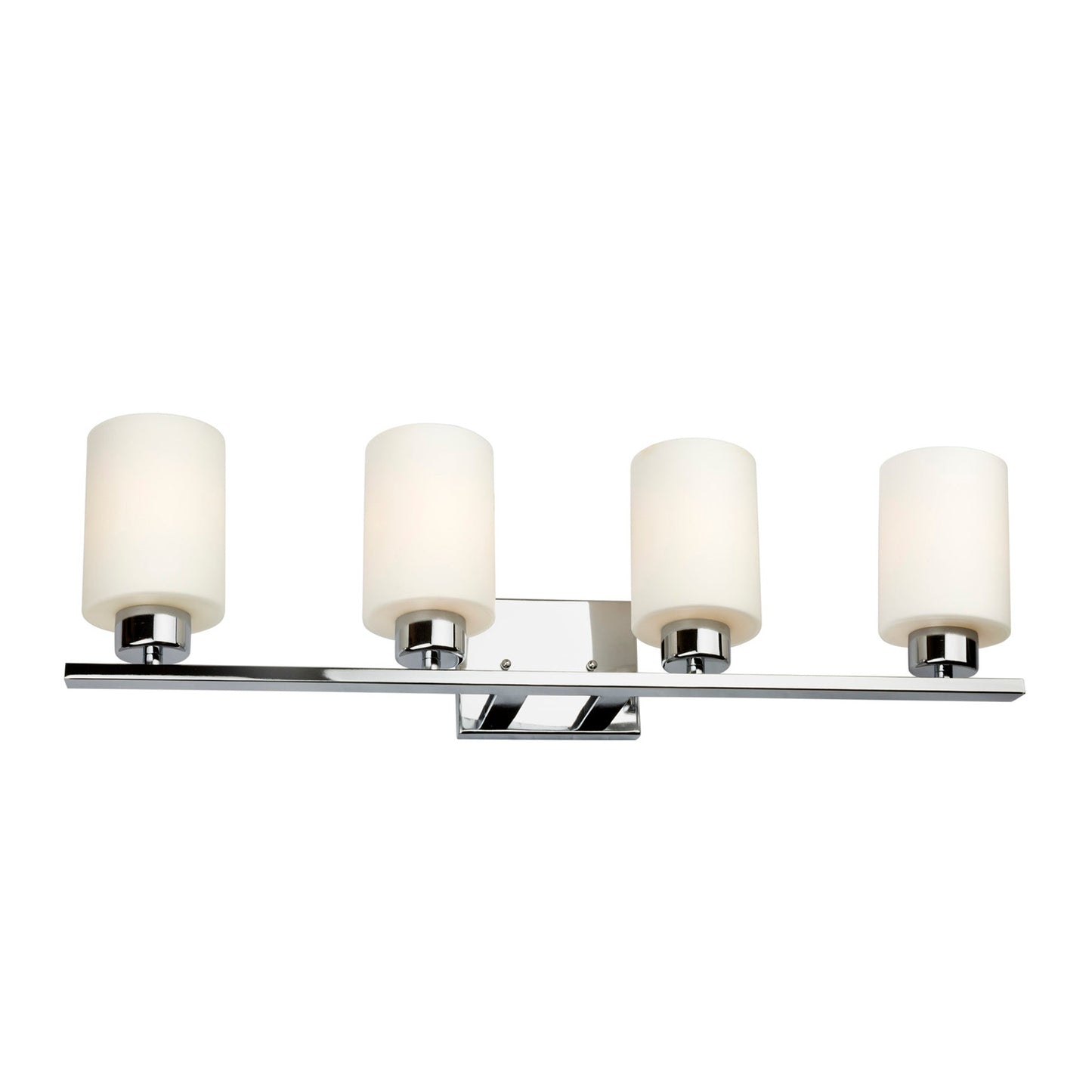 Forte Lighting Ava 28" 4-Light Steel Chrome Bath Bar With Satin Opal Glass Shades