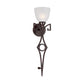 Forte Lighting Billie 7" 1-Light Steel Antique Bronze Wall Sconce With White Linen Glass Shade