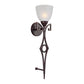 Forte Lighting Billie 7" 1-Light Steel Antique Bronze Wall Sconce With White Linen Glass Shade