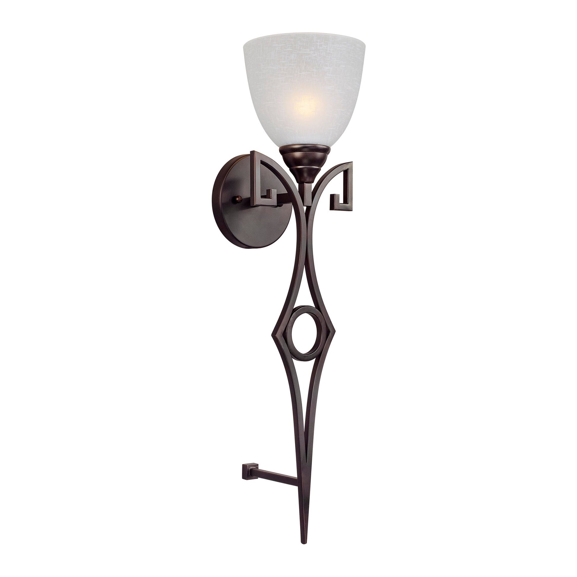 Forte Lighting Billie 7" 1-Light Steel Antique Bronze Wall Sconce With White Linen Glass Shade