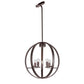 Forte Lighting Blake 17" 5-Light Steel Round Bare Bulb Chandelier In Antique Bronze Finish