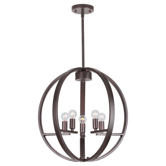 Forte Lighting Blake 17" 5-Light Steel Round Bare Bulb Chandelier In Antique Bronze Finish