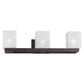 Forte Lighting Bloq 24" 3-Light Steel Antique Bronze Bath Bar With White Linen Glass Shades