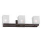 Forte Lighting Bloq 24" 3-Light Steel Antique Bronze Bath Bar With White Linen Glass Shades