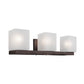 Forte Lighting Bloq 24" 3-Light Steel Antique Bronze Bath Bar With White Linen Glass Shades