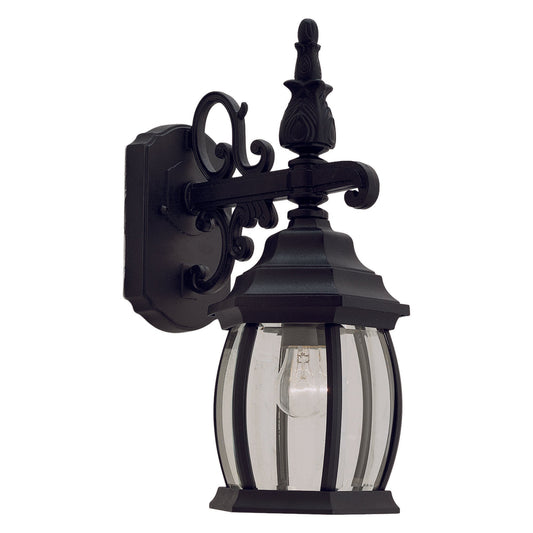 Forte Lighting Bolton 16" 1-Light Aluminum Black Outdoor Wall Light With Clear Beveled Glass Panel Shade
