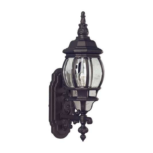Forte Lighting Bolton 22" 1-Light Aluminum Black Outdoor Wall Light With Clear Beveled Glass Panel Shade